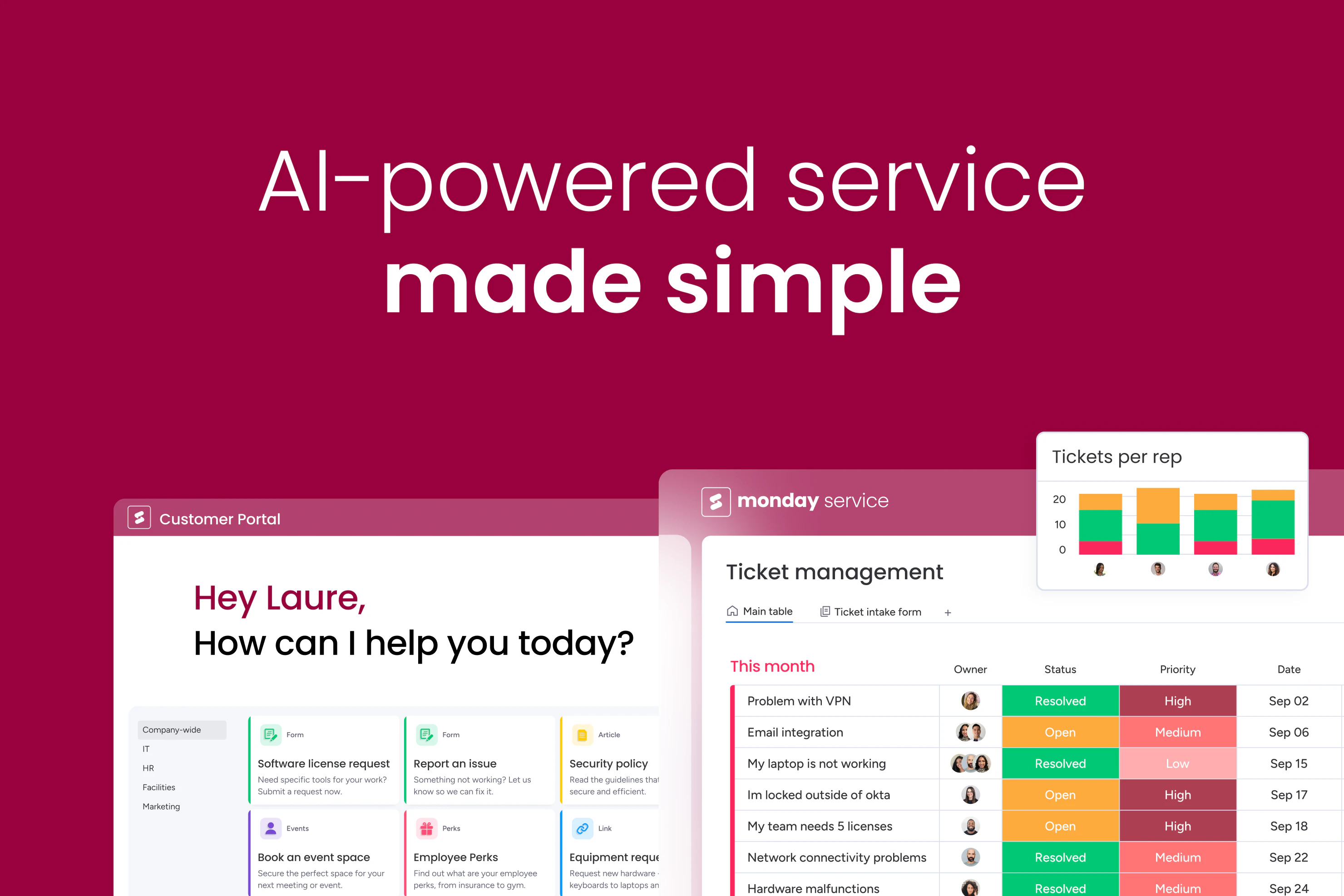 screenshot of monday service